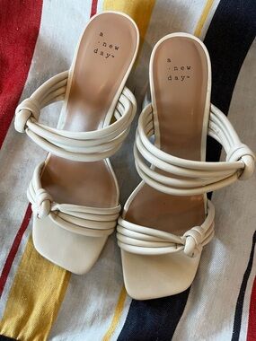 a new day Cream Braided Strap Heeled Sandals